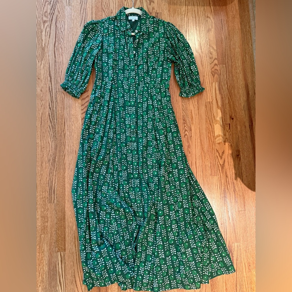Livro Green Block Print Dress Sz XS